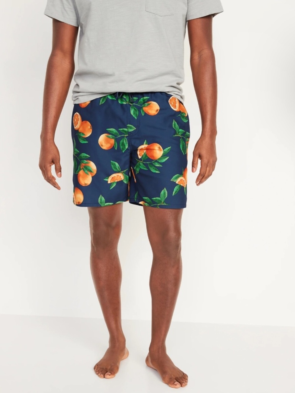 Old Navy Navy Blue Swim Trunks with Orange Citrus Print size Medium